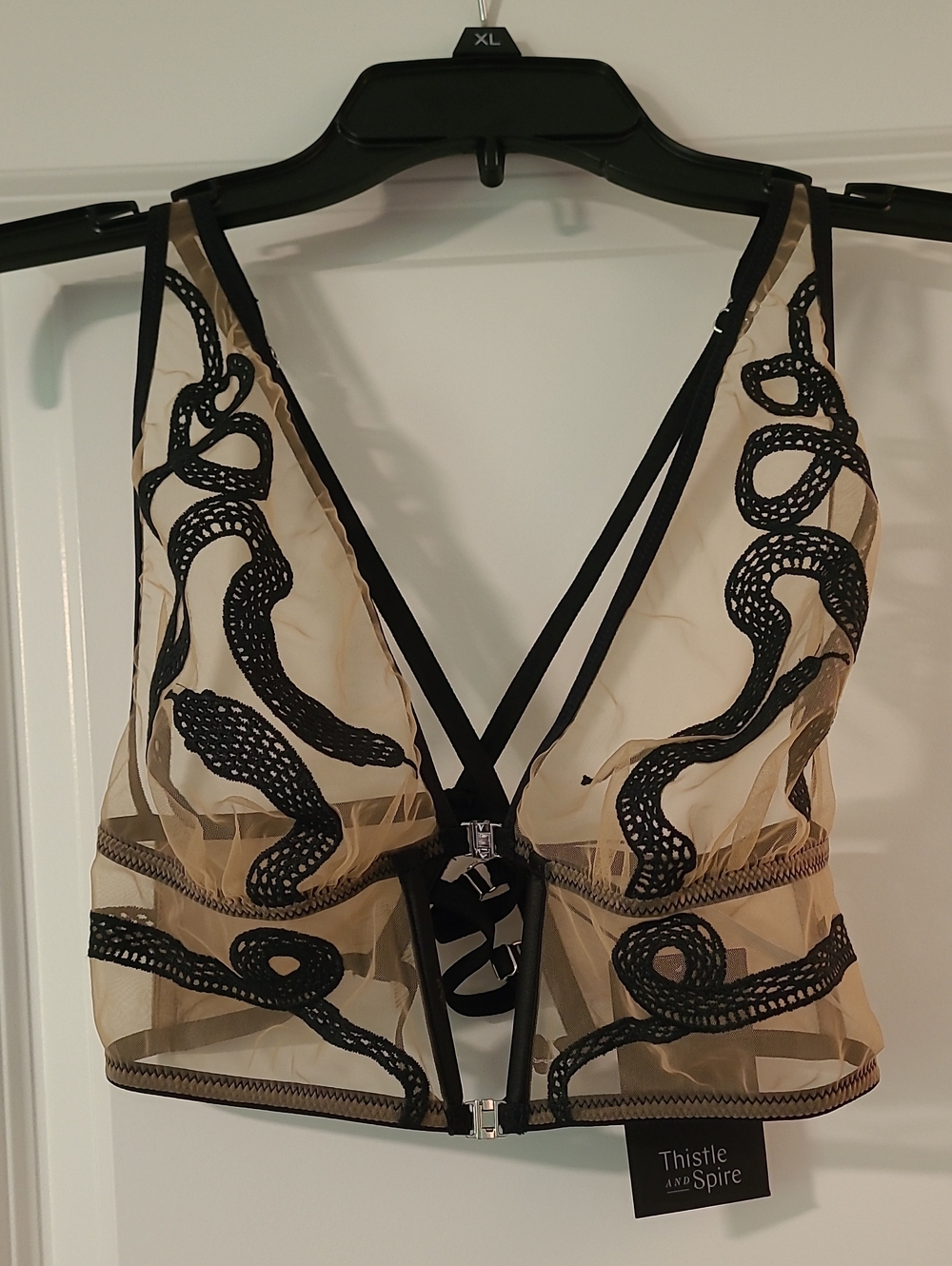 Thistle and Spire Beige & Black Sheer Bralette